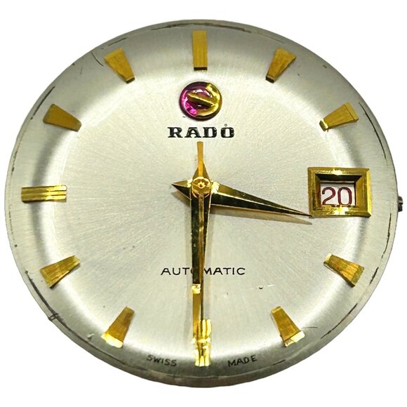 Vintage 30mm Rado 17 Jewel Men's Automatic Watch Head 18k Gold - WORKING - Picture 1 of 7